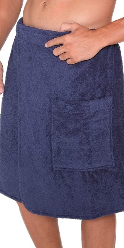 S< Kilt sauna XL da donna ricamato con nome, asciugamano da sauna con elastico e chiusura in velcro, XL asciugamano da sauna per donna (blu scuro) (bianco