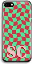 Gepersonaliseerd - Case Company® - Hoesje geschikt voor iPhone SE 2020 hoesje - Grid Monogram - Soft Cover Telefoonhoesje - Bescherming aan alle Kanten en Schermrand