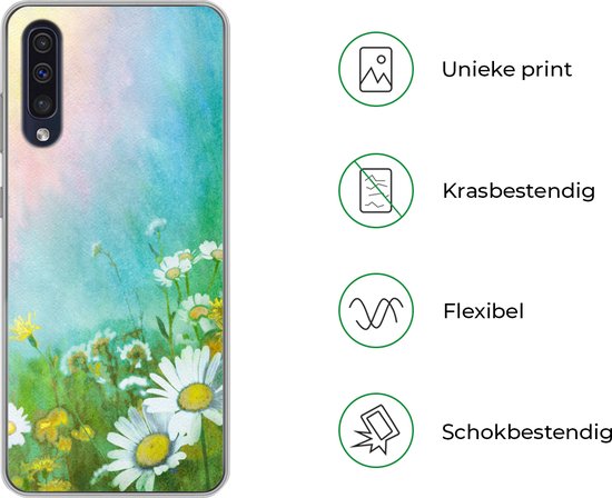 Coque Samsung Galaxy A50 - Marguerite - Soleil - Été - Siliconen - Noël - Cadeaux - Cadeaux chaussures