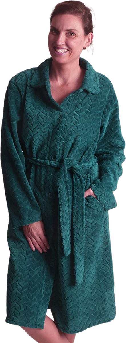 Badjas met knopen – badjas fleece – met knoopsluiting – & warm - -... | bol.com