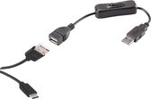 Renkforce USB-kabel USB 2.0 USB-A stekker, USB-C stekker 1.25 m Zwart Incl. aan/uitschakelaar, Vergulde steekcontacten