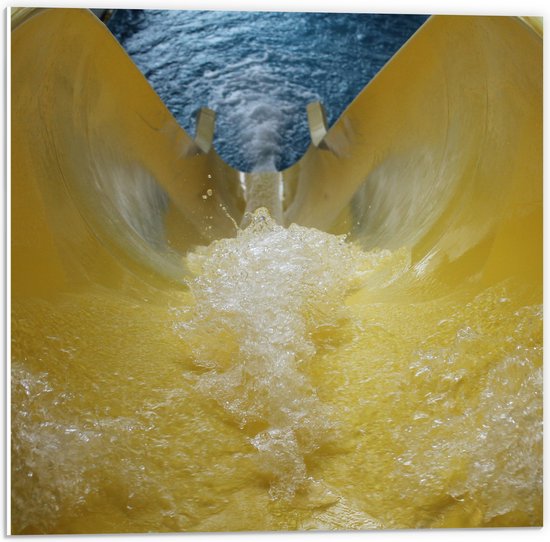 WallClassics - Panneau en mousse PVC - Toboggan jaune avec Water qui coule - Photo 50x50 cm sur panneau en mousse PVC (avec système de suspension)