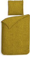 Premium luxe flanel dekbedovertrek uni Washed goud | eenpersoons (140x200/220) | warm en hoogwaardig | ideaal tegen de kou | inclusief 2 kussenslopen