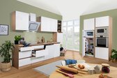 Goedkope keuken 395  cm - complete keuken met apparatuur Lorena  - Eiken/Wit - soft close - inductie kookplaat - vaatwasser - afzuigkap - oven - magnetron  - spoelbak