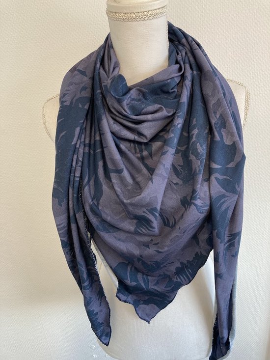 Driehoek sjaal Frensch Terry Blauw 190 cm x 92 cm