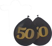 Ballonnen met cijfers "50" - Zwart - Rubber - 25 cm - 6 stuks - Ballon - Sarah - Abraham - 50 jaar - Verjaardag