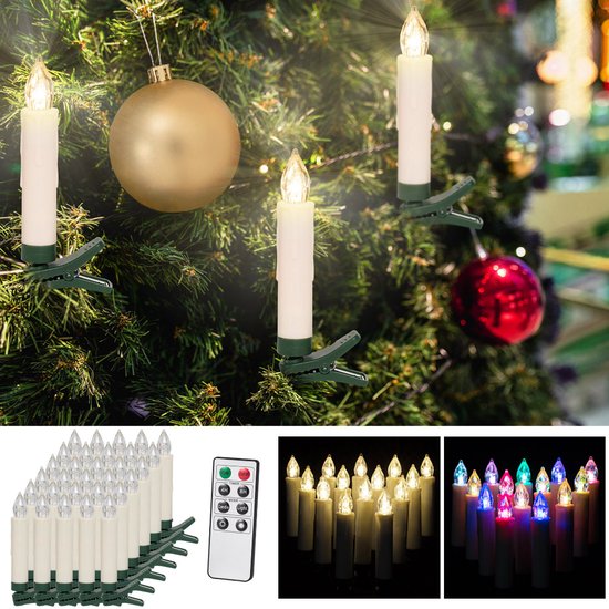 Deuba Bougies LED pour sapin de Noël Set de 30 avec télécommande blanc  chaud | bol