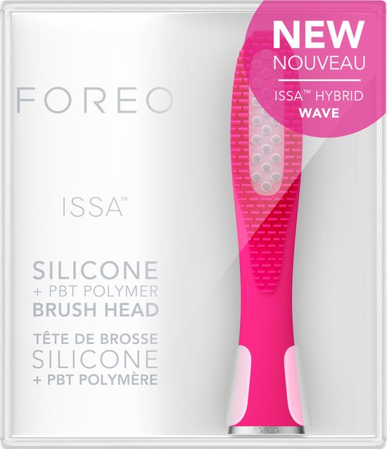 Foto: Foreo issa hybrid wave borstelkop fuchsia siliconen pbt polymeer borstelharen 6 maanden bruikbaar vervangbaar