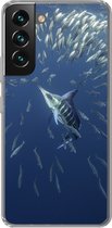 Geschikt voor Samsung Galaxy S22 hoesje - Water - Sardientjes - Dieren - Siliconen Telefoonhoesje