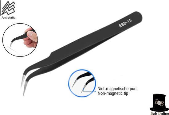 Foto: Bob online 1 stuk gebogen puntjes roestvrij staal precisie pincet top kwaliteit pincet antistatisch pincet bent tip stainless steel precision tweezer voor ambachten sieraden maken elektronica laboratoriumwerk enz 