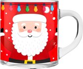 Mug de Noël - verre - 300 ml - avec le Père Noël - 11 cm - Tasses de Noël