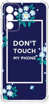 Shockproof Case Geschikt voor Samsung Galaxy M13 4G | M23 Smartphonehoesje met transparante rand Flowers Blue Don't Touch My Phone