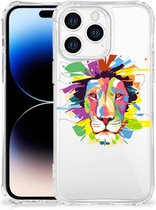 GSM Hoesje Apple iPhone 14 Pro Max Leuk TPU Back Cover met transparante rand Lion Color