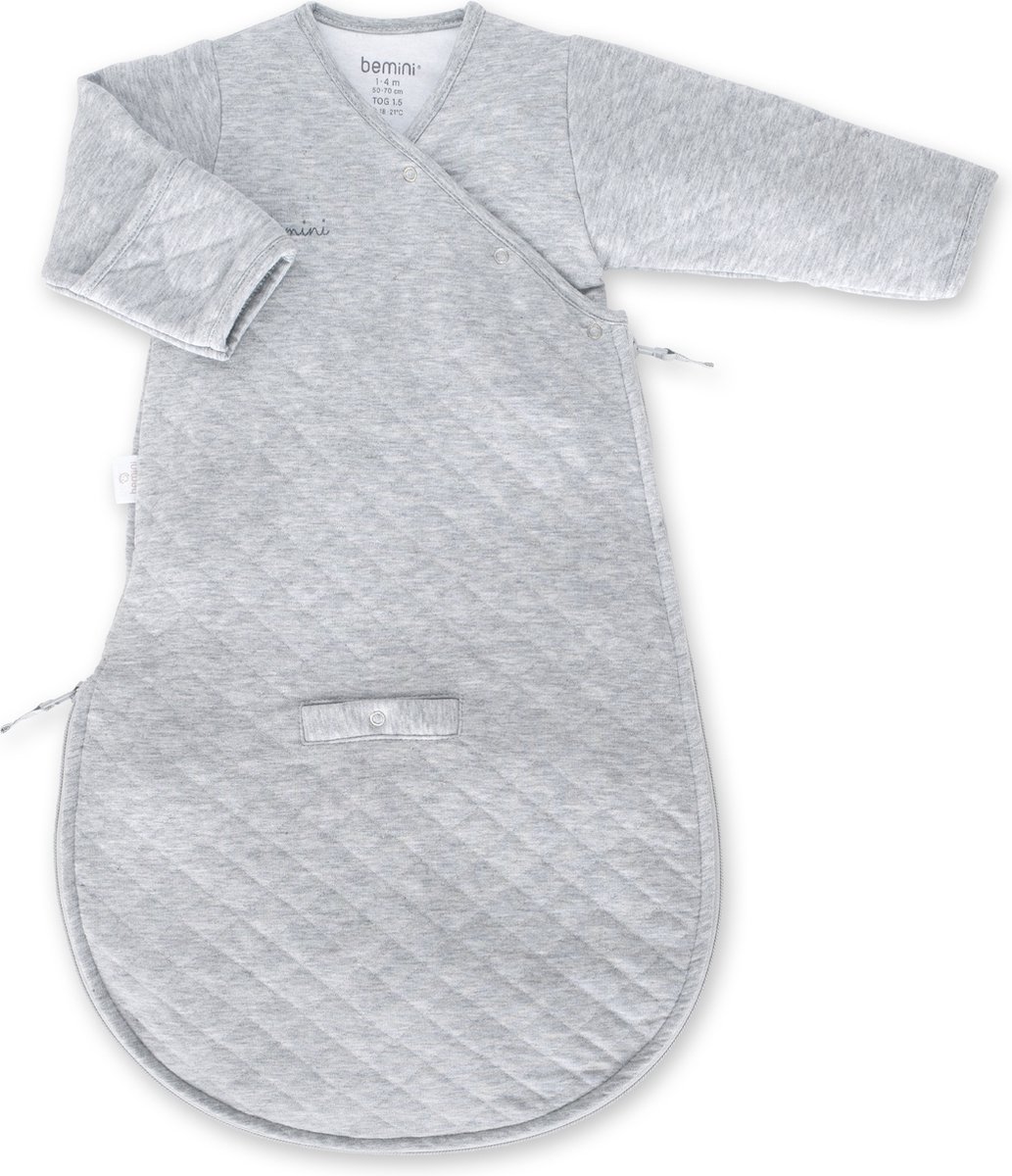 BEMINI Babyslaapzak - MAGIC BAG 1-4m - TOG 1.5 - Gewatteerd comfort - Mix grey