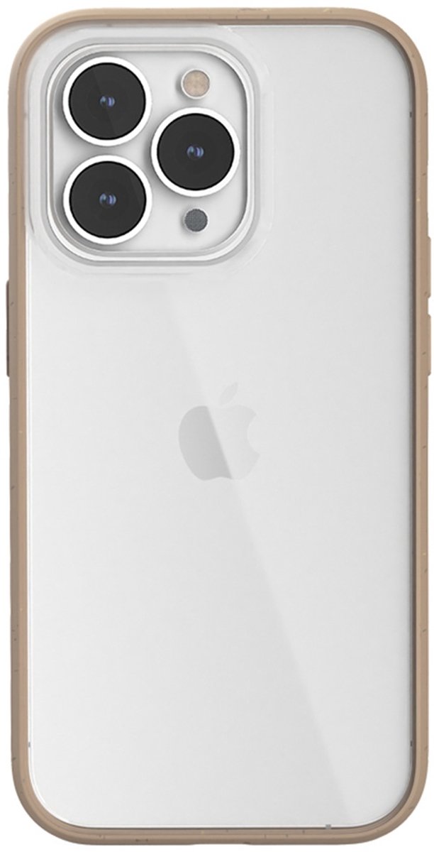Woodcessories Clear Case - geschikt voor iPhone 14 Pro - gemaakt van bio-materialen - Taupe-clear
