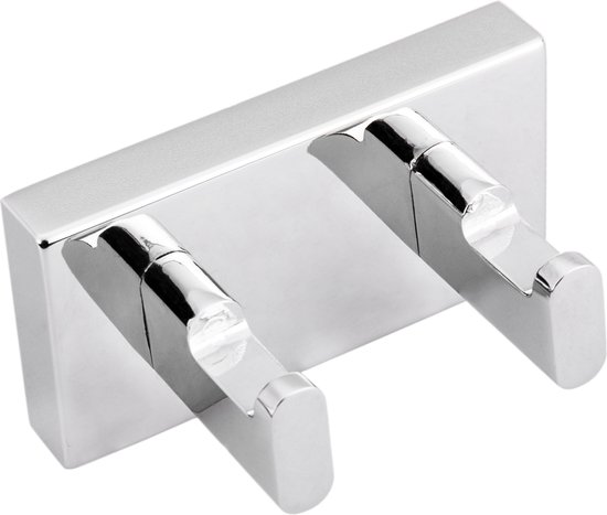PrimeMatik - Chromen dubbele hanger voor badkamer model Spool