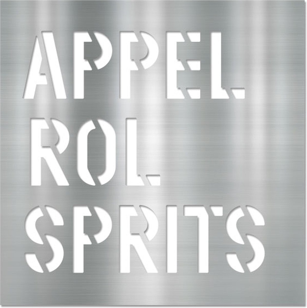 Letterschilderij - Appel rol sprits Metal | Woonaccessoire Aluminium paneel met freesletters | 70x70cm | Dibond | Uniek | Modern | Vierkant | Kantoor | Woonkamer | Slaapkamer | Keuken | Voor binnen en buiten..