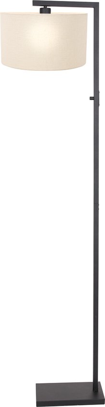 Moderne vloerlamp Up - 2-lichts staande lamp met Linnen kap - Zwart