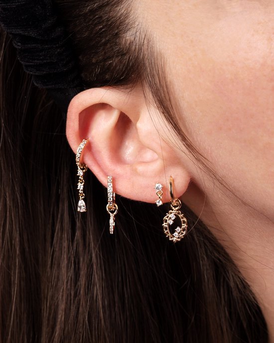 Dottilove Boucles d'oreilles pendantes d'oreilles pierre réglisse Or  121794.1 | bol