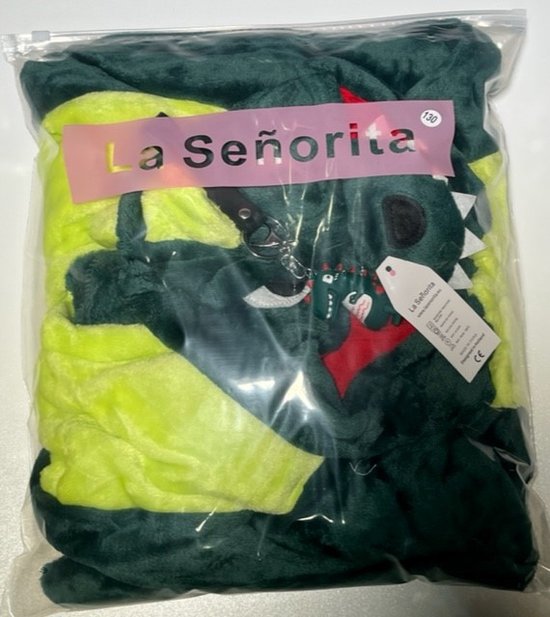 Onesie Draak groen huispak Dino kostuum kinderen - 116-122 (120) + hanger verkleedkleding - La Señorita