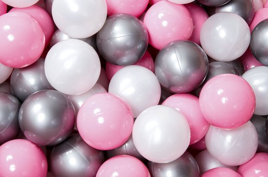 Ballenbak Baby Roze - Speelgoed 1 jaar, 2 jaar, 3 jaar - Ballenbad 100% KATOEN - Ballenbakken - Kidsdouche - BPA vrije ballen 250 stuks Ø 7 cm - Roze, Zilver, Parelmoer van Merkloos — afbeelding 3