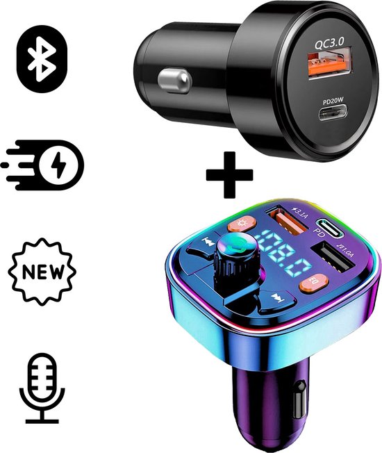 MGCO® Bluetooth FM Transmitter - Carkit -2x Fastcharger USB Poort - Incl 1  GRATIS... | bol.com