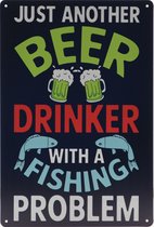 Wandbord – Beer drinker - Bier -Vissen - Visser - Retro - Wanddecoratie – Reclame bord – Restaurant – Kroeg - Bar – Cafe - Horeca – Metal Sign – 20x30cm
