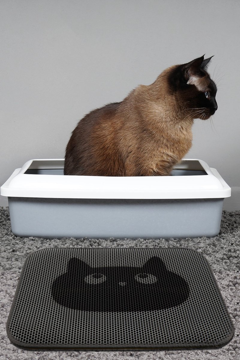 Nerge.be | Kattenbakmat | Simple 45x60 cm | Waterdichte dubbele laag | Grit Opvanger | Zwart