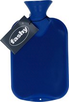 Fashy warm water kruik - enkelzijdig geribbeld - blauw - 2 liter