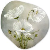 Organische Wanddecoratie - Kunststof Muurdecoratie- Organisch Schilderij - Bloemen - Stilleven - Klaproos - Wit - Botanisch- 60x60 cm - Organische spiegel vorm op kunststof