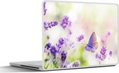 Laptop sticker - 15.6 inch - Lavendel - Vlinder - Bloemen - 36x27,5cm - Laptopstickers - Laptop skin - Cover