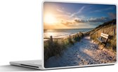 Laptop sticker - 17.3 inch - Zonsondergang - Strand - Duin - Gras - Bank - 40x30cm - Laptopstickers - Laptop skin - Cover