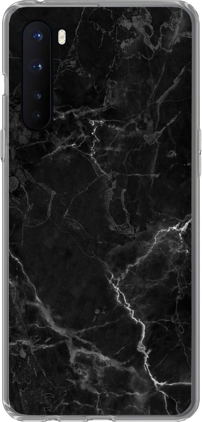 OnePlus Nord Litchi Hoesje TPU met Leren Textuur Zwart