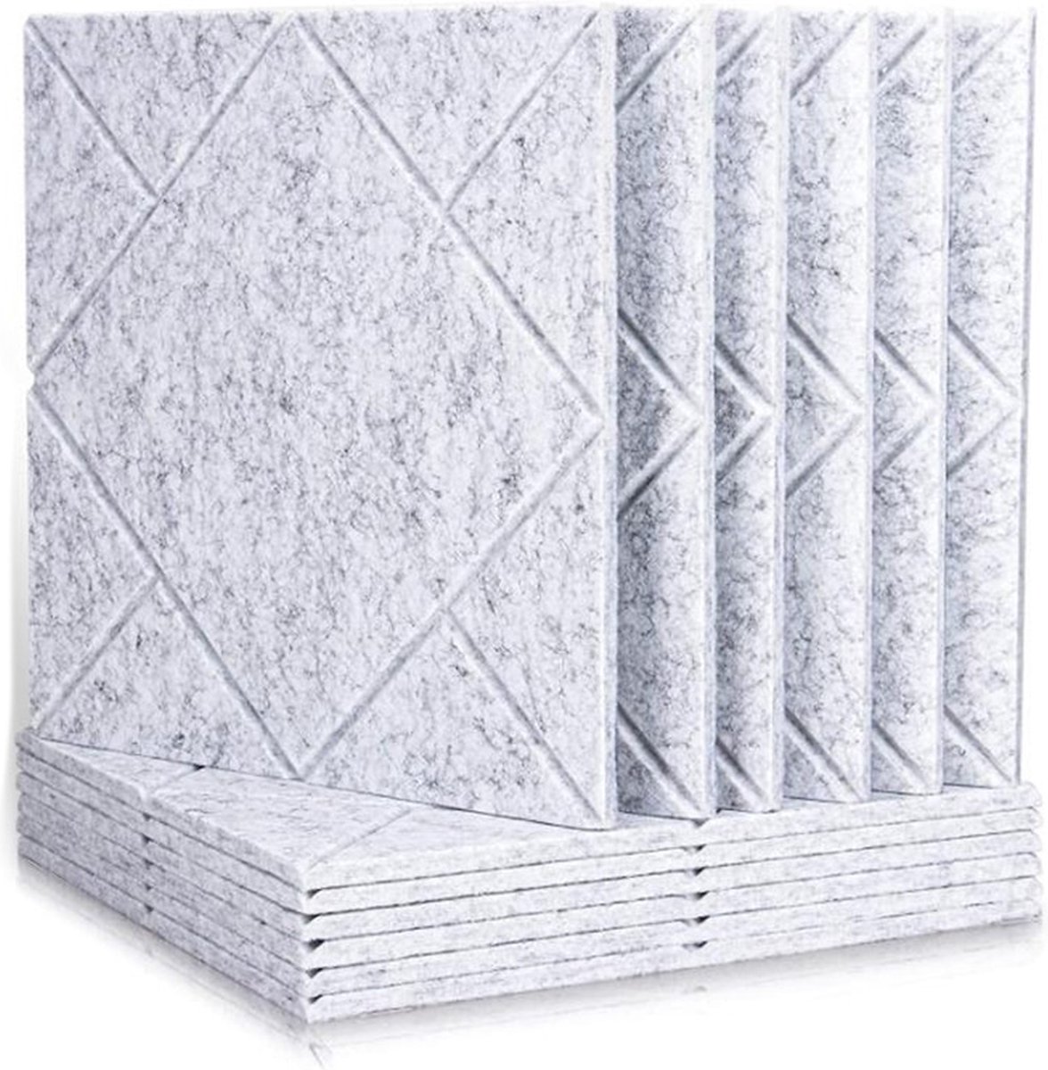 AcePunch Geluidsisolatie - 12 stuks - 30 x 30 - Hoge dichtheid Akoestische Panelen - Polyester Katoenen Isolatie panelen inclusief bevestigingsmateriaal