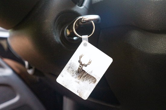 Porte-clés - Cerf - Hiver - Neige - Animaux - Saisons - Wit - Cadeaux à distribuer - Plastique
