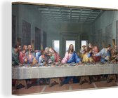 Canvas Schilderij Het laatste avondmaal - Leonardo da Vinci - 30x20 cm - Wanddecoratie