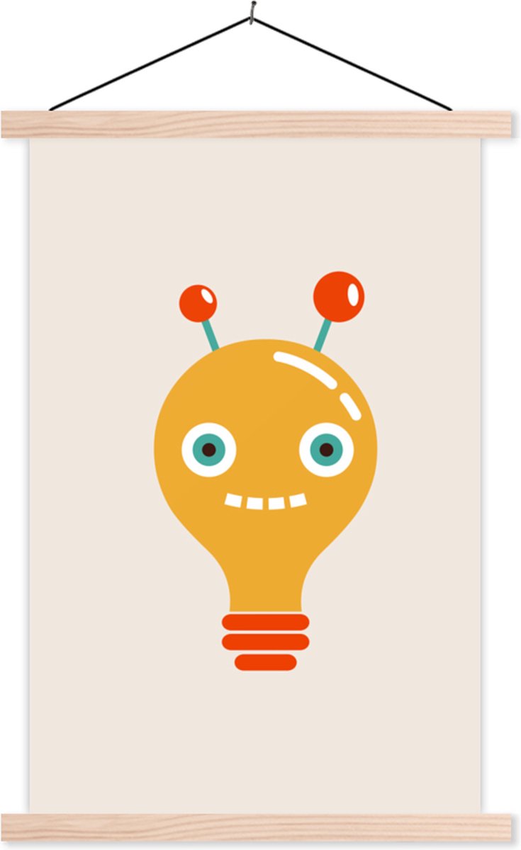 Schoolplaat kinderen - Decoratie kinderkamers - Robot - Gloeilamp - Gezicht - Antenne - 60