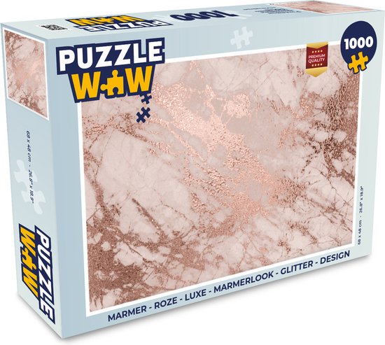 Puzzle Marbre - Rose - Luxe - Aspect Marbre - Glitter - Design - Puzzle - Puzzle 1000 pièces adultes