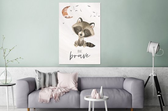 Décoration murale Métal - Peinture Aluminium Industrielle - Aquarelle - Be brave - Citations - Enfants - Garçons - Filles - 80x120 cm - Dibond - Photo sur aluminium - Décoration murale industrielle - Pour le salon / chambre