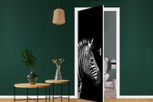 Deursticker Zebra - Zwart - Wit - Portret - Dieren - 75x205 cm - Deurposter