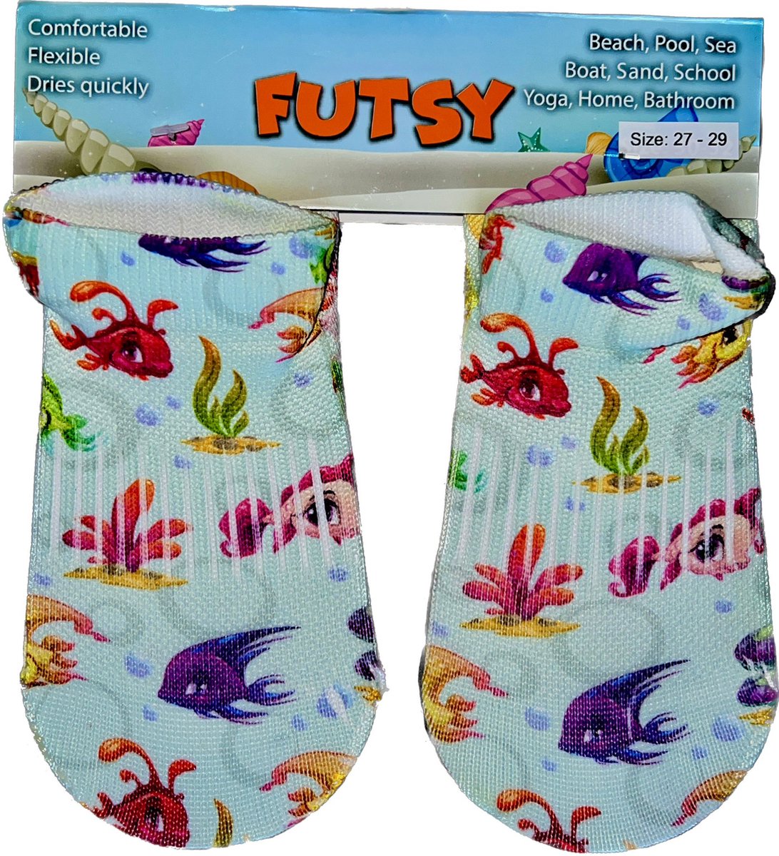 Futsy - Fish - Antislip - Maat 27/29 - Zwemsloffen - Voor kind - Zwemschoenen - Zwembad - Cadeau - kado - Sinterklaas cadeau - Meisjes - Jongens