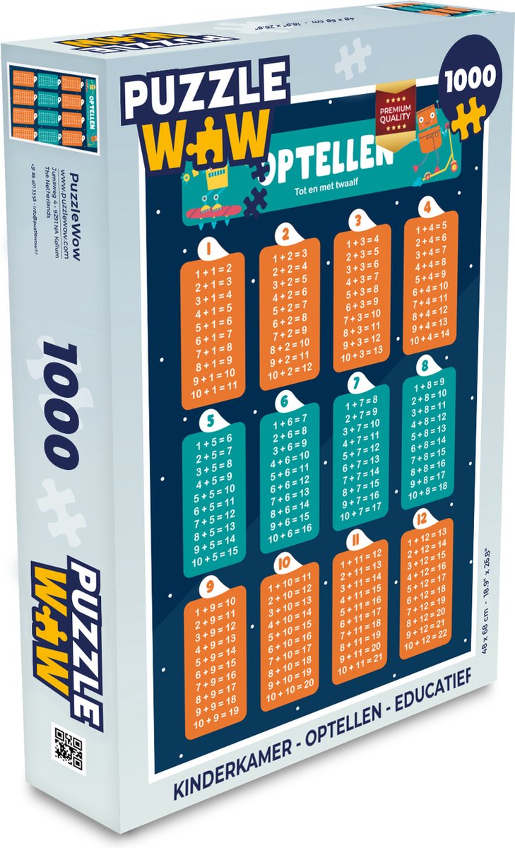 Puzzel Kinderkamer - Optellen - Educatief - Jongens - Meisjes - Kinderen - Blauw - Legpuzzel - Puzzel 1000 stukjes volwassenen