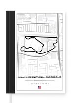 Notitieboek - Schrijfboek - Racebaan - Verenigde Staten - Formule 1 - Miami International Autodrome - Circuit - Wit - Notitieboekje klein - A5 formaat - Schrijfblok