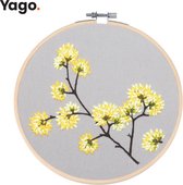 Yago Winterjasmijn met Gele Bloemen - Borduurpakket | Starterskit | Alles inbegrepen | Patroon | Borduurring | Borduurgaren | Voor volwassen | Creatief | Hobby | Borduren | Ontstressen | Borduurset