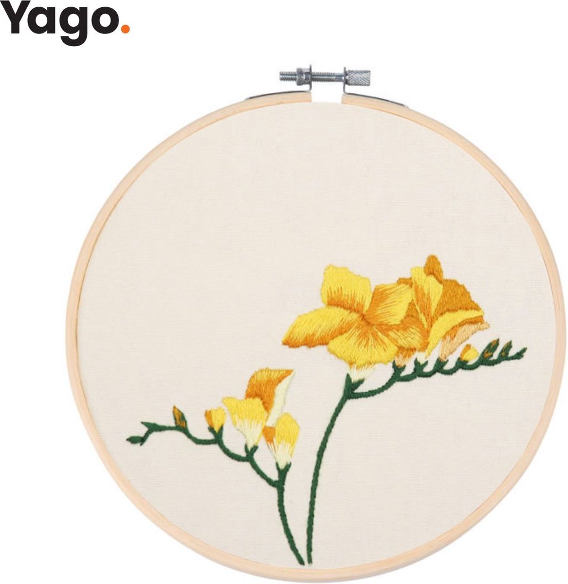 Yago Gele Orchidee - Borduurpakket | Starterskit | Alles inbegrepen | Patroon | Borduurring | Borduurgaren | Voor volwassen | Creatief | Hobby | Borduren | Ontstressen | Borduurset
