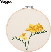 Yago Gele Orchidee - Borduurpakket | Starterskit | Alles inbegrepen | Patroon | Borduurring | Borduurgaren | Voor volwassen | Creatief | Hobby | Borduren | Ontstressen | Borduurset