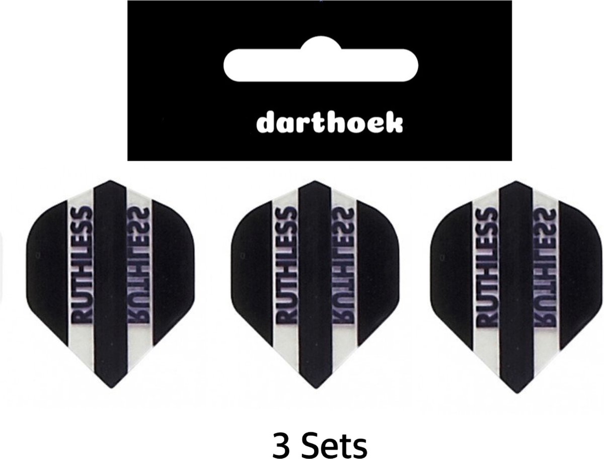 Darthoek| Flights | Ruthless | Zwart | 3 Sets | (9 stuks) |+ 1 set Darthoek flights