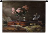Tapisserie - Tapisserie - Violon - Roses - Rose - Fleurs - Nature Morte - 60x45 cm - Tapisserie