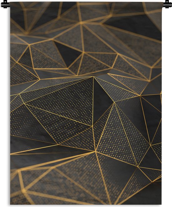 Wandkleed - Wanddoek - Abstract - Goud - 3D - Luxe - Kunst - 60x80 cm - Wandtapijt