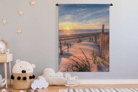 Tapisserie - Plage - Coucher de soleil - Dune - Mer - Tapisserie murale - Décoration de la maison - Katoen - Tapisserie - 120x160 cm - Tapisserie - Décoration murale chambre - Décoration murale - Tapisseries - Tapisserie murale